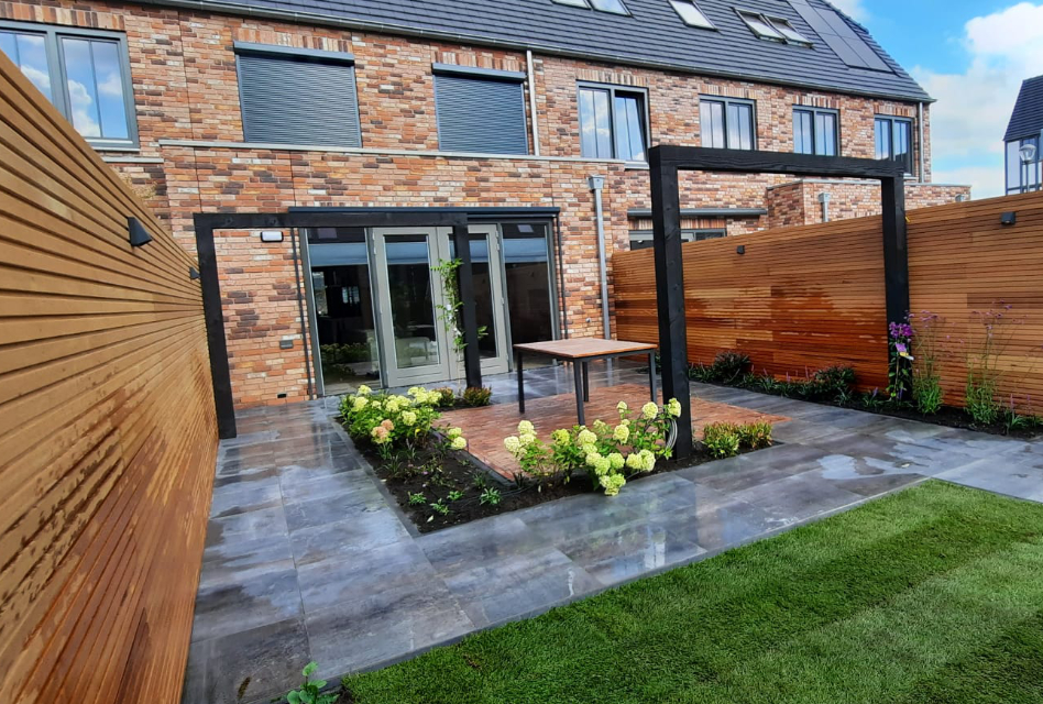 Houten schutting beide kanten